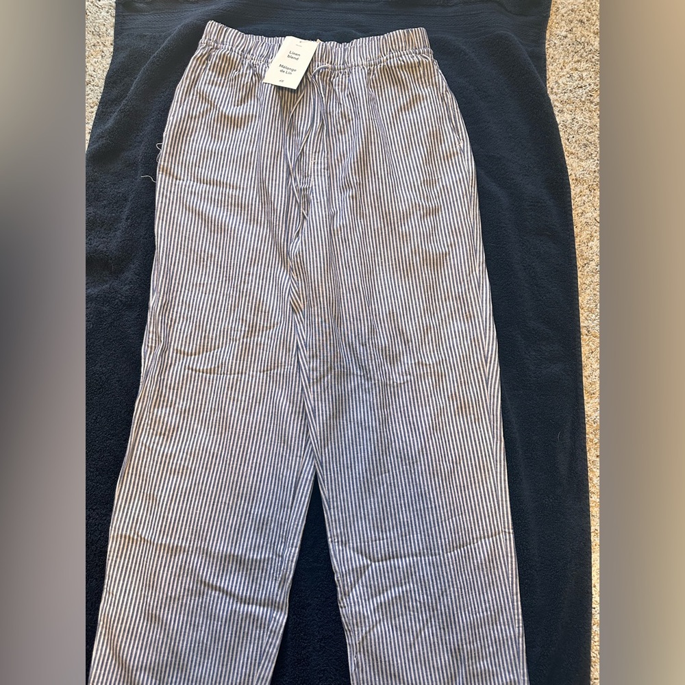 H&M Navy and White Striped Chinos